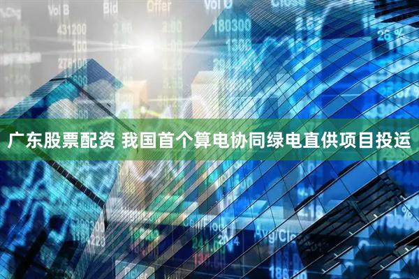 广东股票配资 我国首个算电协同绿电直供项目投运